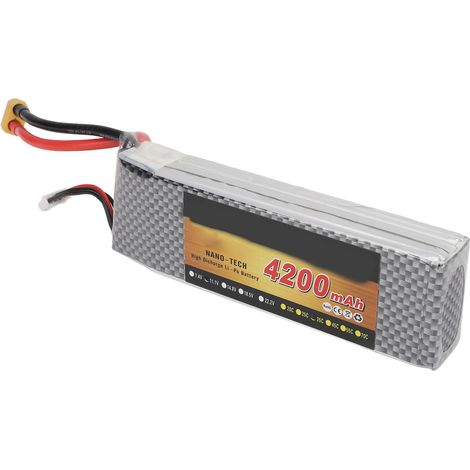 Batterie lithium de remplacement 11,1 V 4200 mAh 35C 3S avec connecteur XT60 pour voiture, avion, hélicoptère et drone radiocommandés à l'échelle 1/10. (1/5)