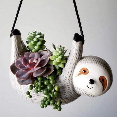 Pot suspendu avec paresseux fantaisiste, joli pour plantes succulentes décoratif (1/4)