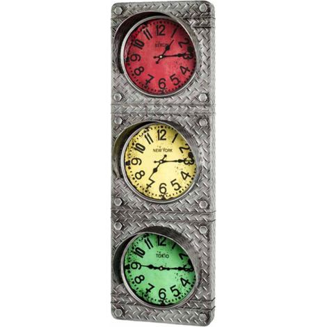 Horloge Murale Vintage "Feu Circulation" 100cm Gris