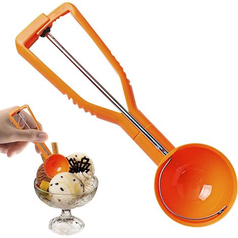 Crème glacée, cuillère glace avec gachette à biscuits (1/5)