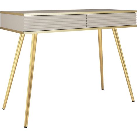 Elegante toletta beige con gambe dorate, 102 x 80 x 50 (1/5)