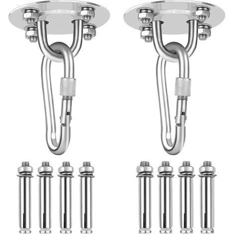 Ganci da soffitto, c Kit ganci per appendere ganci per sedie sospese in acciaio inossidabile per impieghi gravosi, c, Sling Trainer, sacco da boxe - Argento