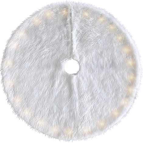 Base Cover árbol de navidad de felpa alfombra blanca 110cm con minilues LED (1/4)