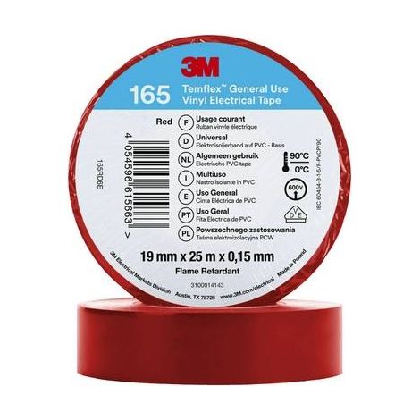Cinta aislante 3m temflex 165 PVC 0,15 mm 25 m
