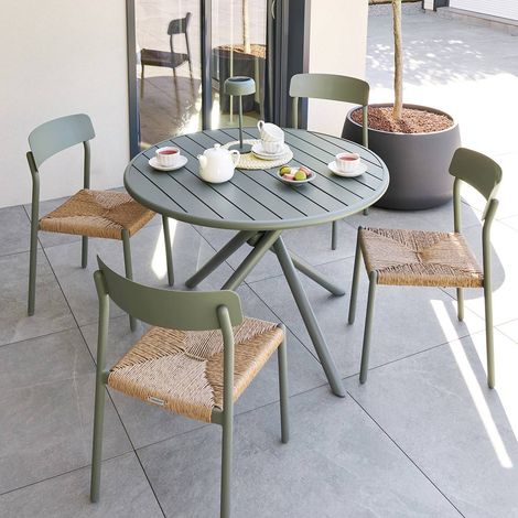 Table de jardin 4 places Nebullia D105cm vert laurier - Hespéride