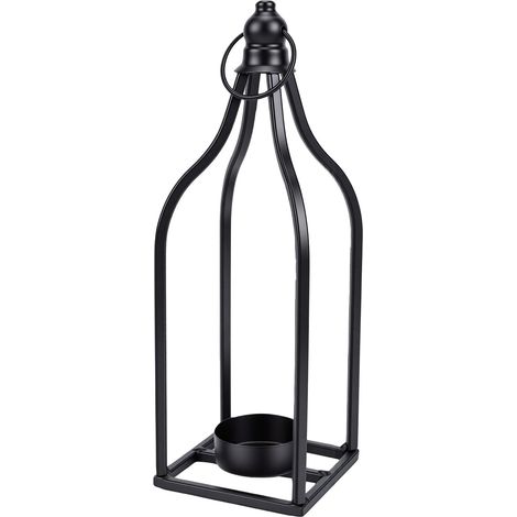 Vintage Iron Candle Holder, Rustic Table Decoration with Hanging Hook, 1 Piece, for Indoor Outdoor Garden Candle (Black) (1/5)