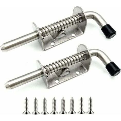 Lot de 2 verrous à ressort en acier inoxydable pour porte de garage, abri de jardin, cour, poulailler (128 mm)- (1/5)