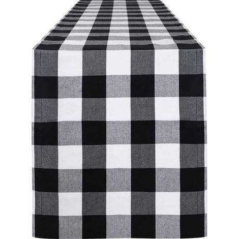 Nappes à carreaux noirs et blancs, nappes de restaurant pour les fêtes de Noël (36 x 183 cm) (1/5)