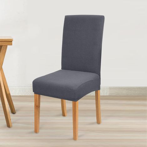 Coprisedie impermeabili di alta qualità, set da 4, coprisedie elasticizzati per sedie con schienale alto, protezioni rimovibili per sedie, ideali per banchetti, cucine e feste (set da 4, grigio) (1/4)