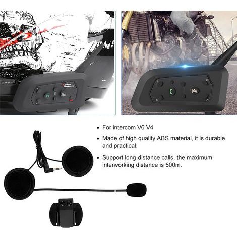 Intercom Bluetooth V6/V4 pour casque de moto avec écouteurs intégrés pour une communication sans fil (1/5)