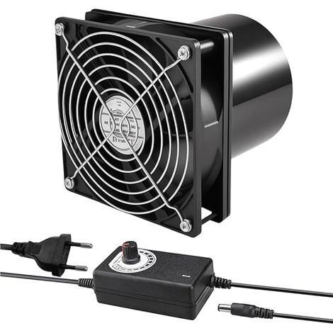 Extractor 100mm In-Line Sheath Extractor Hot Air Extractor DC 12V with Speed Dimmer, Ventilation Extractor for Kitchen, Greenhouse, Bathroom, Air Circulation, PC (1/5)
