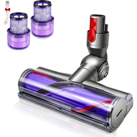 2er-Pack waschbare HEPA-Filter & Elektrobürste für Dyson V7-V15 (V7/V8/V10/V11/V15/SV14/SV17/SV22) - Turbobürste mit Schnellspanner & Ersatzfilter DY-970013-02 für Hartböden/Teppiche (1/5)