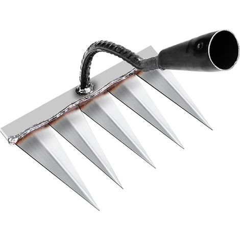 Rateau Jardin, Outillage de Jardin, Rateau de Désherbage Outils Jardinage, Rateau Gazon Scarificateur Manuel 5 Dents en Acier, Houe Jardinage, pour Désherbage/Ameublissement du Sol/Semis (sans Bâton) (1/5)