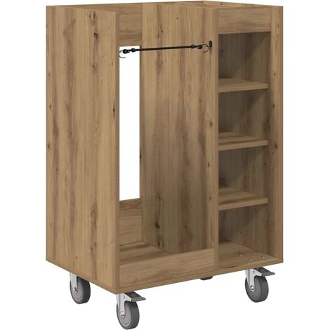 Armario de golf moderno con ruedas interior 65 x 45 x 98 cm gran espacio de almacenamiento de madera de roble artesanal 020055056 (1/4)
