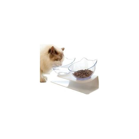 Gamelle surélevée pour chat – Inclinaison 15° – Antidérapante et amovible – Protection cervicale – Plastique (1/5)