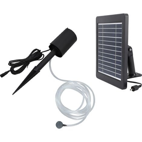 Kit d'aérateur solaire pour bassin avec pompe à air 6V 4W, étanche IP64, débit de 0,8 L/min, 3 modes, pour aquarium. (1/5)