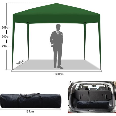 Wolketon Faltpavillon 3x3 m wasserdicht, Pavillon faltbar mit Tasche, stabiles Gartenzelt & Partyzelt für Garten, Camping, Strand & Outdoor, Grün (1/2)
