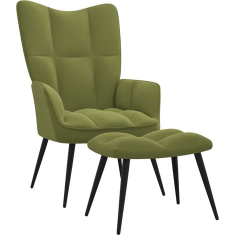 Chaise de relaxation avec repose-pied Vert clair Velours (1/5)