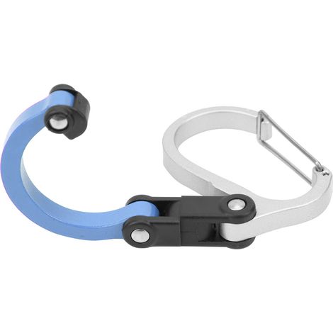 Mousqueton et crochet mini en alliage d'aluminium pour l'extérieur, idéal pour les voyages, les bagages et les petits sacs (bleu). (1/5)