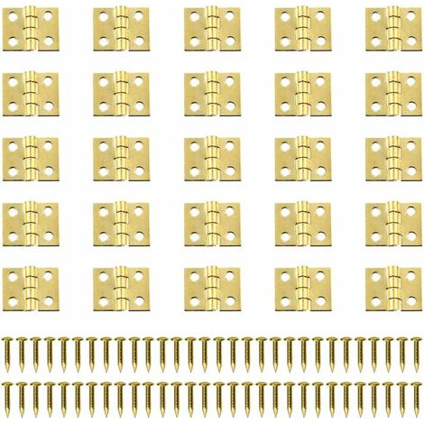 100 pezzi Mini cerniere retrò cerniere connettori cerniera in ottone piccole cerniere in metallo cerniera in miniatura con viti per porta dell'armadio cassetto cassettiera