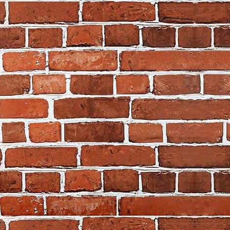 Brick Wallpaper Adhesive Wallpaper, Peel and Stick Contact Paper, Vinyl Waterproof Adhesive Film for Furniture, Kitchen, Fireplace, Wall Cladding, Brick Red, 44 cm x 2 m (1/5)