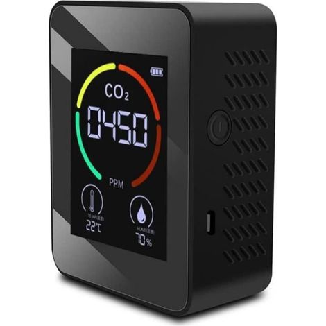 Moniteur de qualité de l'air Détecteur portatif de dioxyde de carbone 3-en-1 CO2 Température Humidificateur Détection TVOC [318] (1/4)