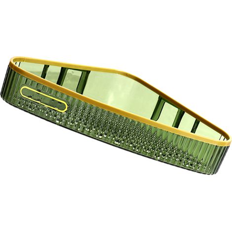 Étagère de rangement murale triangulaire vert foncé, sans perçage, porte-savon de douche, organiseur de salle de bain, fixation adhésive, étagère d'angle robuste (1/5)