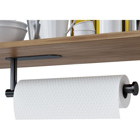 Porte-rouleau de cuisine sous meuble - Porte-essuie-tout/papier toilette en acier inoxydable de qualité supérieure - Installation facile par adhésif ou fixation par perçage