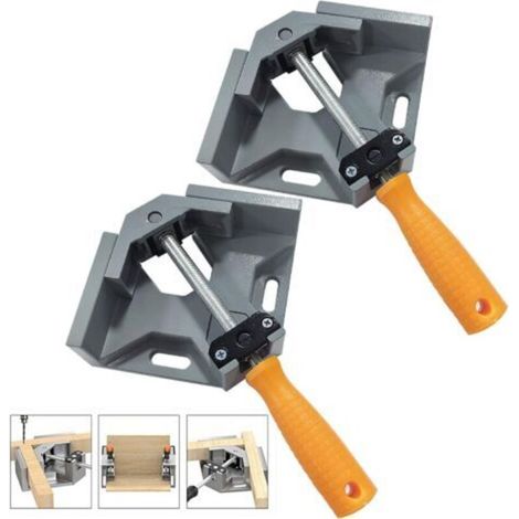 Deux pinces à angle droit de 90°, étaux d'angle en alliage d'aluminium, réglables et rotatives, (gris)