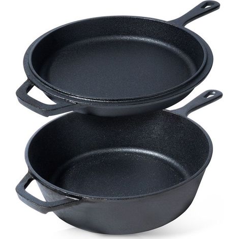 VILDE Marmite en Fonte 2 pièces - Casserole 3,5L et poêle 24 cm - Résistantes - compatibles tous feux dont induction (1/5)