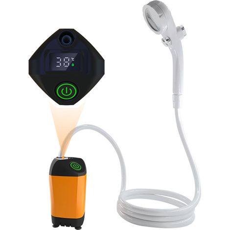 Douche Portable - Pompe À Eau Rechargeable 7800 mAh - Affichage Température - Pour Camping Randonnée Plage Jardin - 1 Pièce