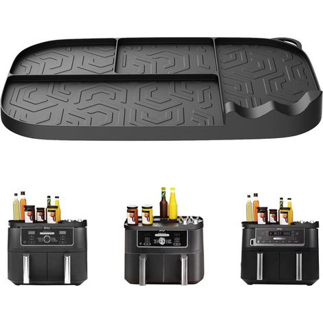 Alfombrilla de silicona freidora aire, Compatible Ninja AF400, AF451 DZ401-4 compartimentos gran capacidad, Textura antideslizante, Color negro (1/2)