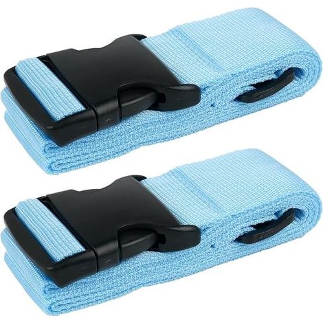 2 Sangles de Bagage réglables Sangles de Valise de Bagage Ceintures de Valise pour la sécurité de Voyage, Sacs à Main, Bagages, fourre-Tout (180cm x 5 cm) bleu (1/5)