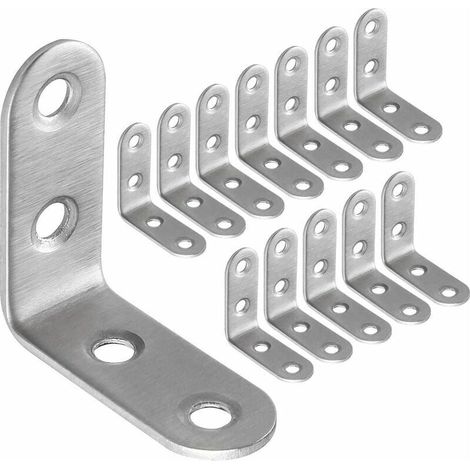50 pcs équerres de fixation en acier inoxydable 40x40 mm, pour la fixation et la réparation des équerres de meubles, joints renforcés, argent (1/4)