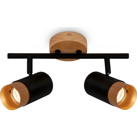 Spotleuchte,schwarz,mit Holz, exkl. 2xGU10/max.9W