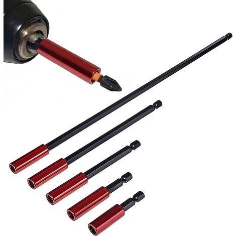Lot de 5 rallonges d'embouts et porte-embouts avec porte-embout long (50-300 mm) et embout magnétique pour tournevis (1/5)