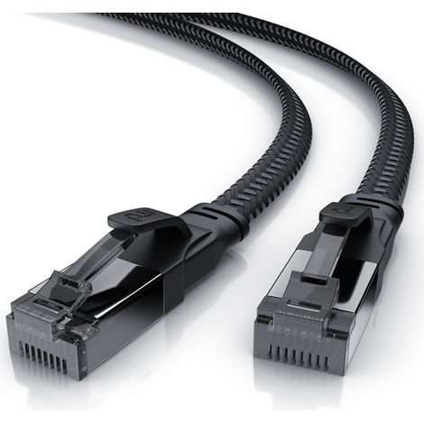 Primewire CAT 8.1 Netzwerkkabel Flach 40 Gbits, Baumwollmantel, LAN Kabel Patchkabel, Gigabit RJ45 Ethernet Cable, Flachbandkabel Verlegekabel - 0,25m (1/5)