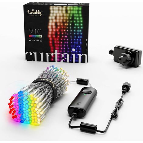 Funkelnder Vorhang – Lichterkette mit 210 RGB+W LEDs, transparentem Kabel, Stecker Typ F
