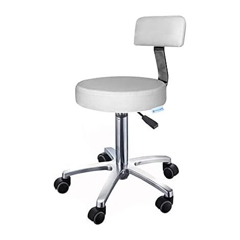 Tabouret Blanc Rotatif à Hauteur réglable chromé en de PU Anti-Taches Blanc (1/5)