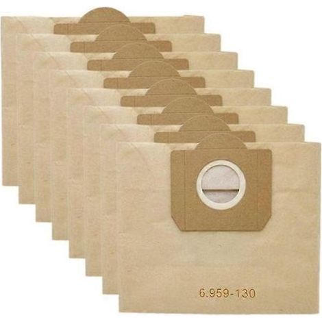 Sacs à poussière compatibles pour aspirateurs Kärcher WD3, WD3300, MV3, SE4001, SE4002, 6.959-130, A2200, A2500, A2600, A2900 – Sacs filtrants papier pour aspirateur domestique et atelier (1/5)