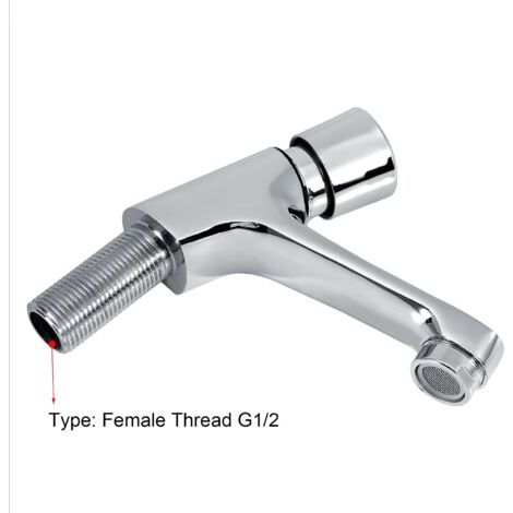 Robinet Poussoir Temporisé G1/2 Robinet Poussoir Eau Froide Robinets De Lavabo Pour Salle De Bain Robinet Salle Bain Robinet Salle De Bain Robinet Lave Main Eau Froide (1/3)