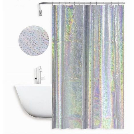 Tenda Doccia Vasca Bagno Effetto Paillettato Iridescente 12 Ganci 240x180cm 87190 (1/2)