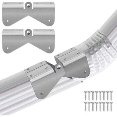 Lot de 2 charnières d'extension de gouttière en acier inoxydable, charnières rabattables avec vis de fixation, installation facile sur descente de gouttière rectangulaire ou carrée (1/4)