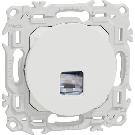 Schneider – Prise RJ45 Cat.6A STP grade 3TV – Connexion réseau ultra-rapide – Installation facile sur plaques Odace – Finition blanche