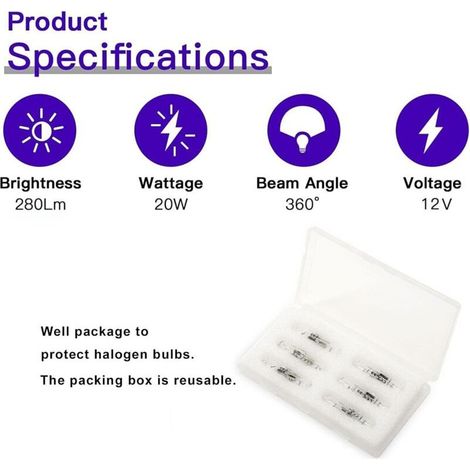 Packung mit 12 G4 20W 12V 2800K 2-Pin-Halogenlampen für Dunstabzugshaube, Küche, Wohnzimmer, Schlafzimmer (1/5)