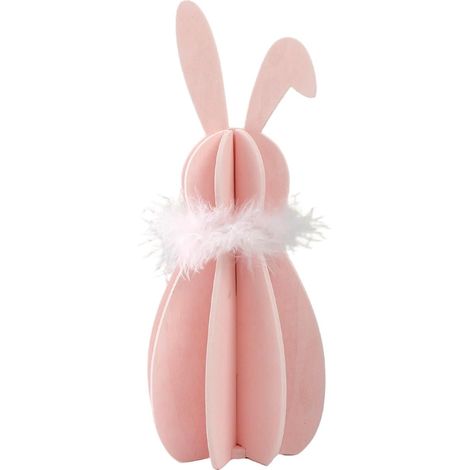 Statue Lapin En Blocs De Bois - 22 Cm - Décor De Table Pour Pâques Et Printemps - Figurine Centre De Table (1/5)