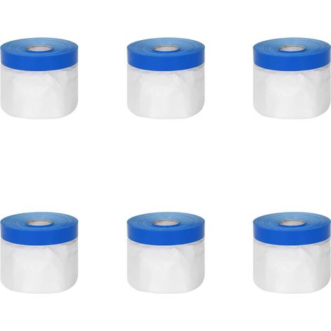 Masking Film with Adhesive Tape 6 pcs Transparent and Blue vidaXL