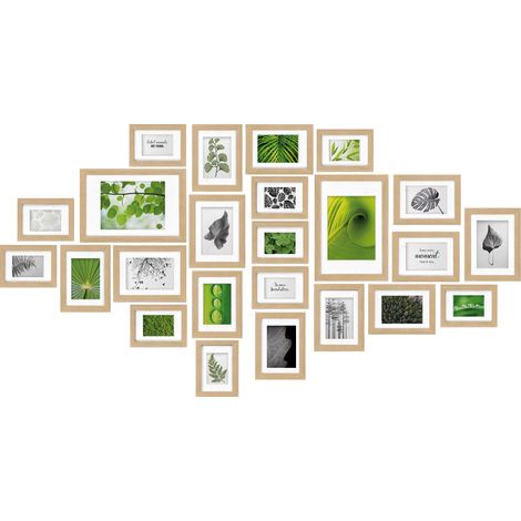Lot de 24 cadres photos en MDF et cristal incassable – Passe-partouts inclus – Décoration murale pour chambre, salon, bureau – Bomoe
