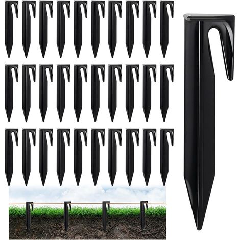 150 - Piquet De Fixation - Accessoire Robot Tondeuse - Plastique Robuste Résistant Chaleur - Pour Câble Périmétrique Et Jardinage - Noir - 8,5cm (1/5)