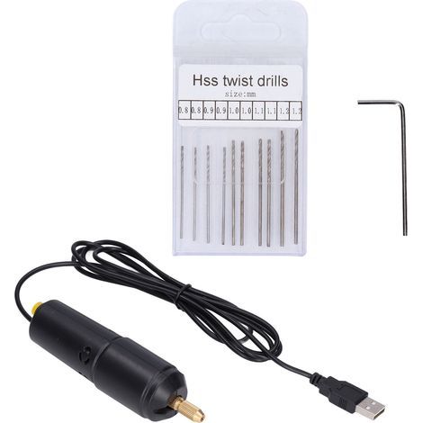 Mini perceuse électrique USB, forets en acier rapide, ABS, fer, outil rotatif manuel pour résine, sans prise US (1/5)